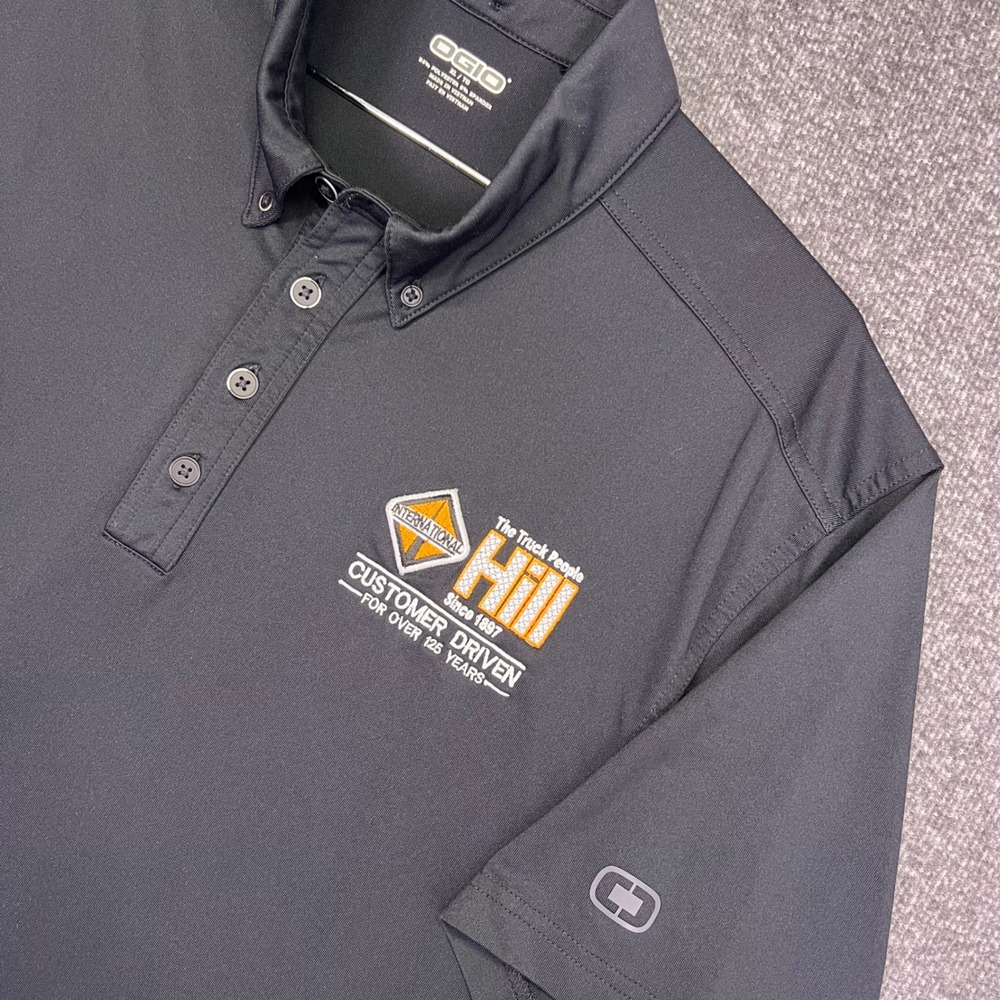 OGIO Polo Shirt Mens XL Black International Trucking Performance Golf Hill Work